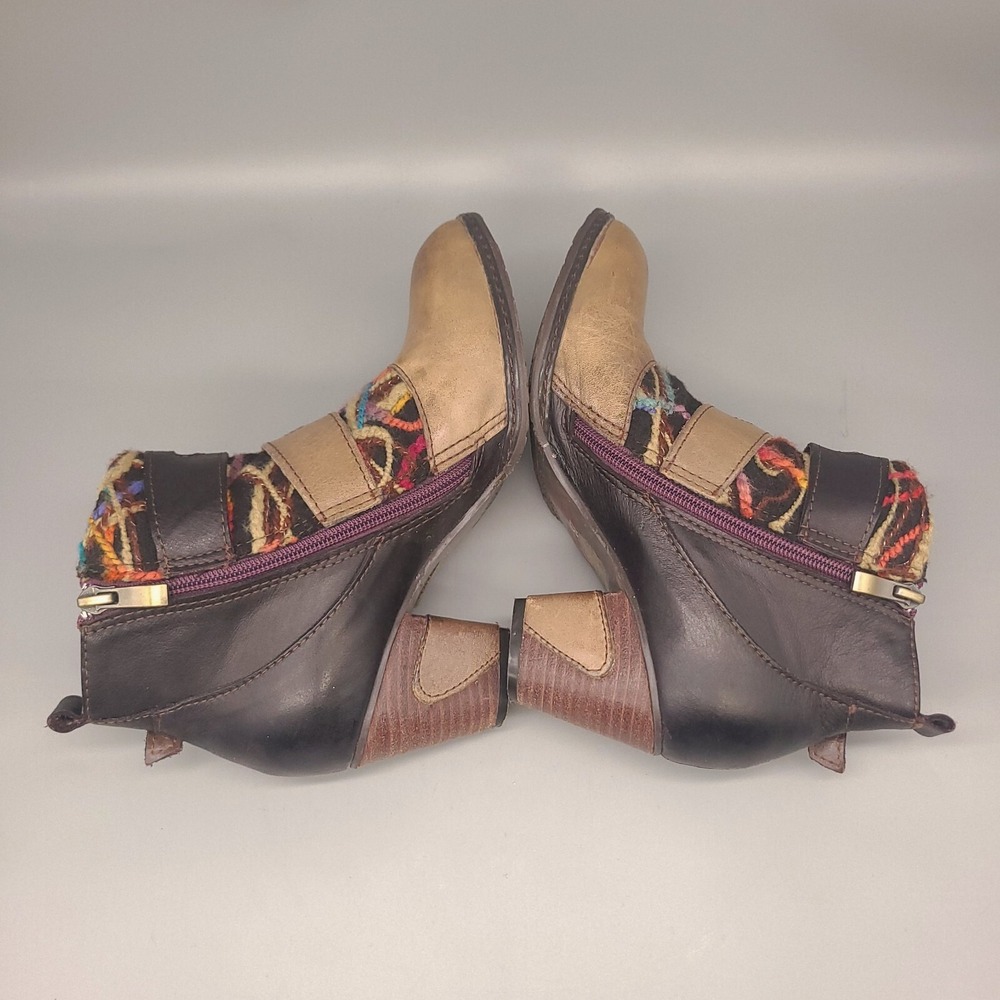 Multi-Color Patterned Leather Strap Ankle Boot - image 13